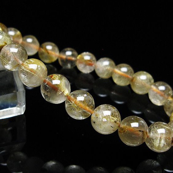 ゴールドタイチンルチルブレスレット 8mm [T171-6990]