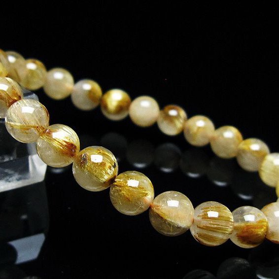 ゴールドタイチンルチルブレスレット 7mm [T171-7091]