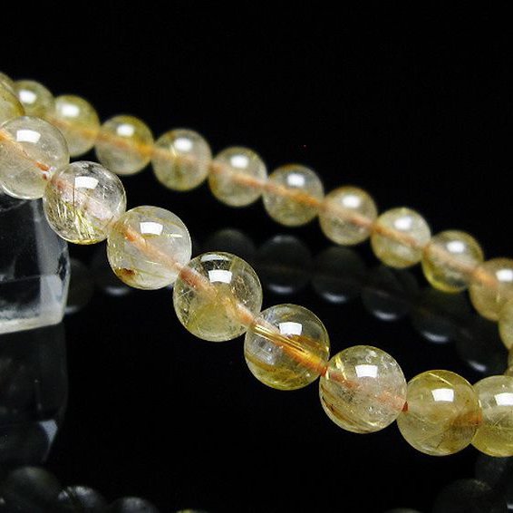 ゴールドタイチンルチルブレスレット 8mm [T171-7127]