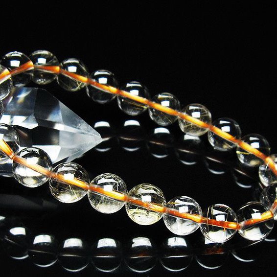 ゴールドタイチンルチルブレスレット 9mm [T171-7247]