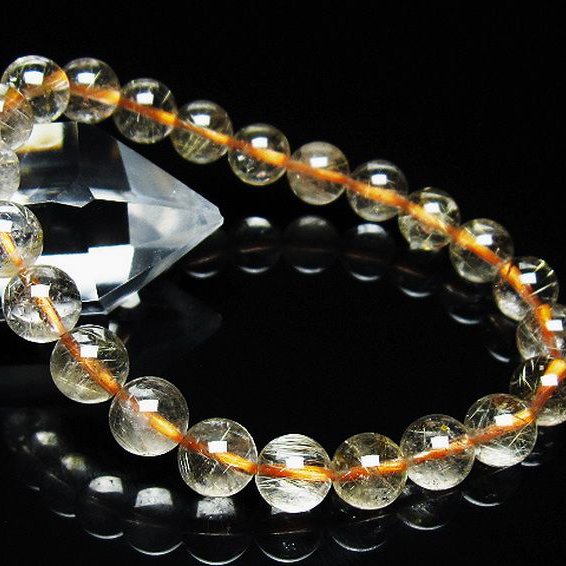 ゴールドタイチンルチルブレスレット 8mm [T171-7255]