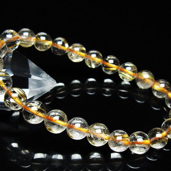 ゴールドタイチンルチルブレスレット 8mm [T171-7256]