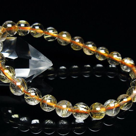 ゴールドタイチンルチルブレスレット 7mm [T171-7390]