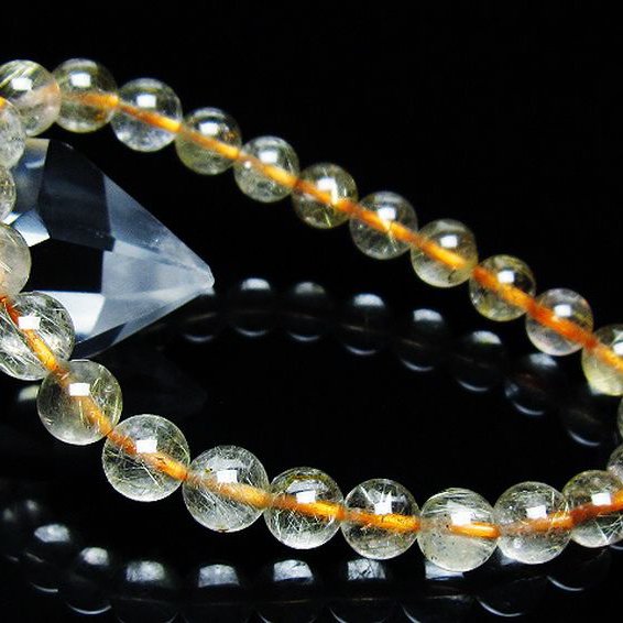 ゴールドタイチンルチルブレスレット 7mm [T171-7656]