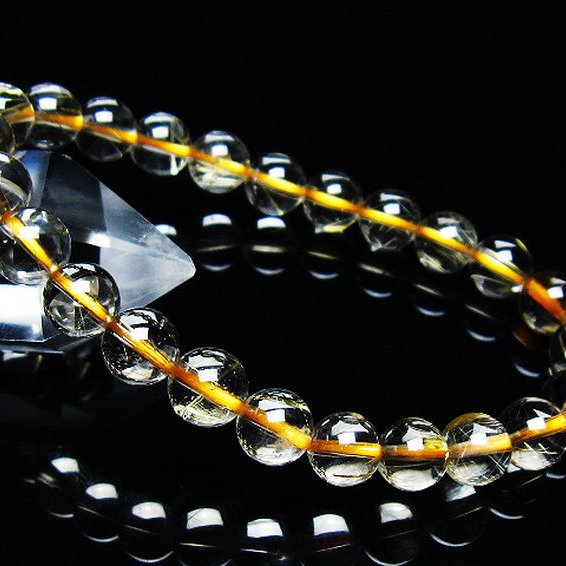 ゴールドタイチンルチルブレスレット 8mm [T171-7670]