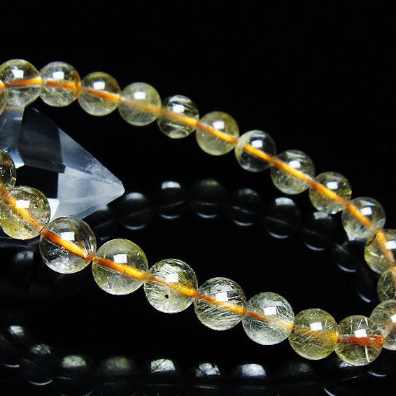 ゴールドタイチンルチルブレスレット 7mm [T171-7684]