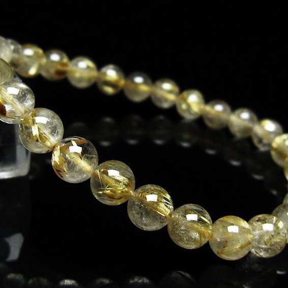 ゴールドタイチンルチルブレスレット 7mm [t171-8313]