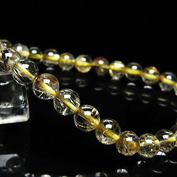 ゴールドタイチンルチルブレスレット 7mm [t171-8323]