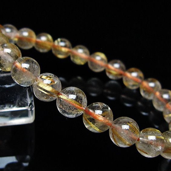 ゴールドタイチンルチルブレスレット 7mm [t171-8736]