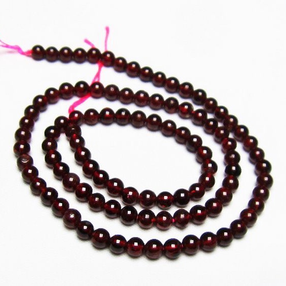 ガーネット 一連 ビーズ4mm[T177-1596]