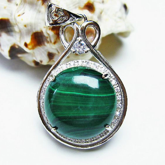 パワーストーン 天然石 マラカイトペンダント[T19-3640]