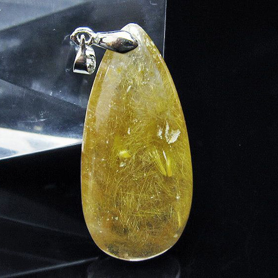 パワーストーン 天然石 放射ルチルクォーツ（金針ルチル水晶）ペンダント[T191-1126]