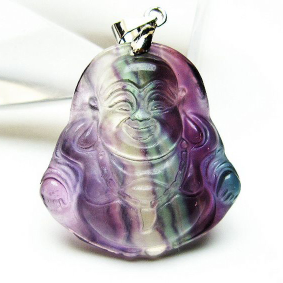 パワーストーン 天然石 フローライト 布袋様ペンダント[T211-5484]