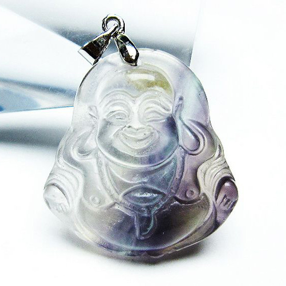 パワーストーン 天然石 フローライト 布袋様ペンダント[T211-5491]