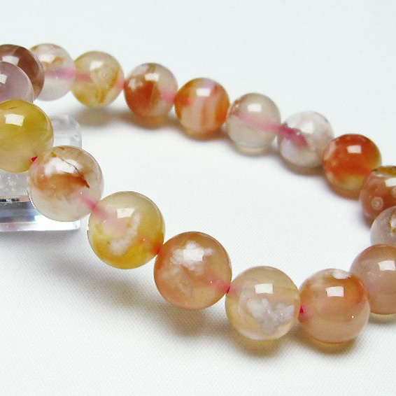 桜メノウ チェリーブロッサムアゲート ブレスレット12mm[T213-1030]