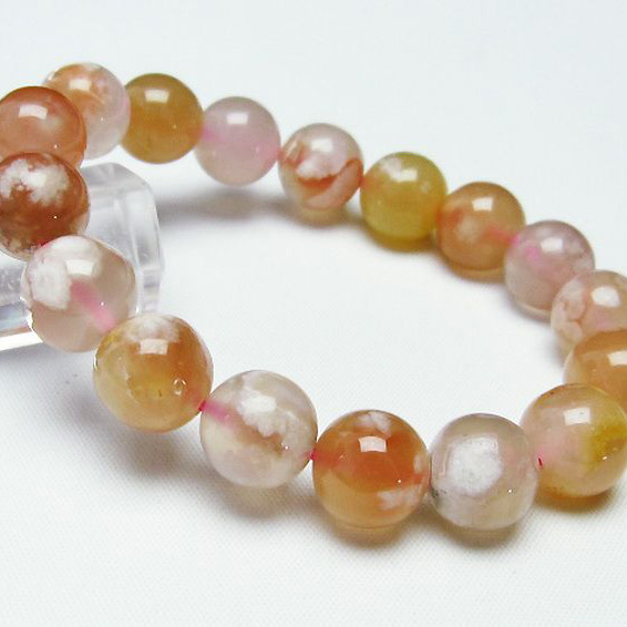 桜メノウ チェリーブロッサムアゲート ブレスレット12mm[T213-1033]