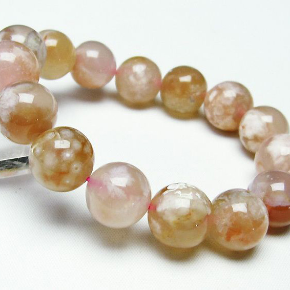 桜メノウ チェリーブロッサムアゲート ブレスレット14mm[T213-1072]