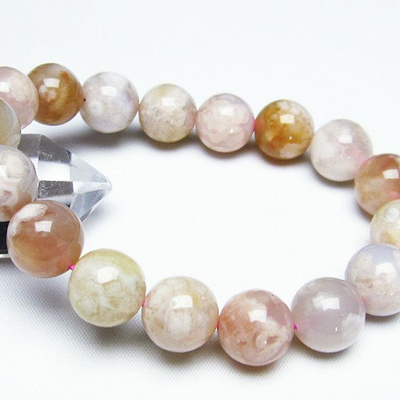 桜メノウ チェリーブロッサムアゲート ブレスレット13mm[T213-1248]