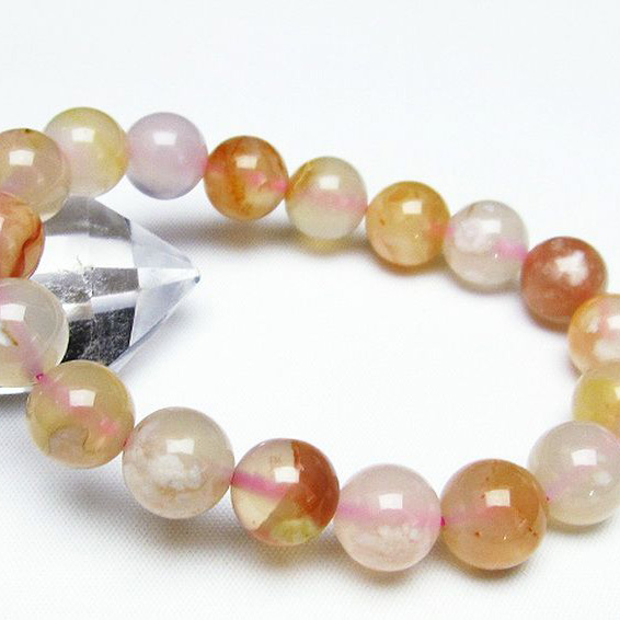 桜メノウ チェリーブロッサムアゲート ブレスレット12mm[T213-1337]