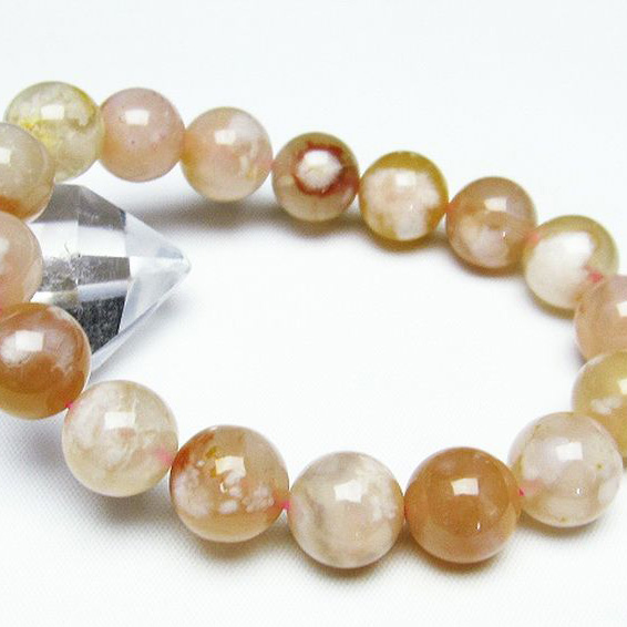 桜メノウ チェリーブロッサムアゲート ブレスレット12mm[T213-1363]