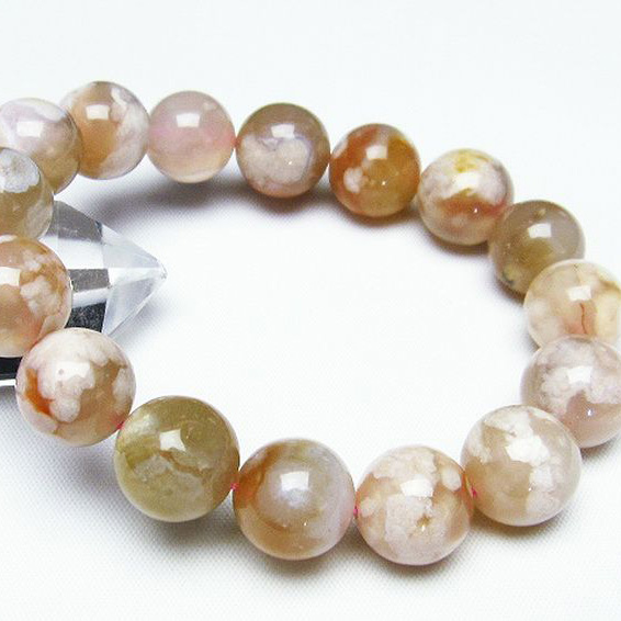 桜メノウ チェリーブロッサムアゲート ブレスレット14mm[T213-1425]
