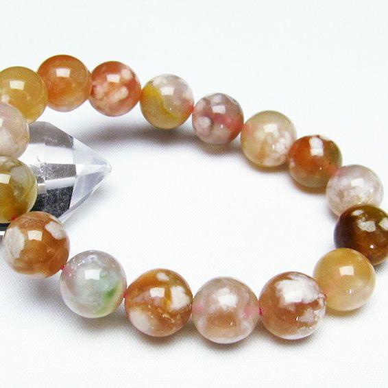 桜メノウ チェリーブロッサムアゲート ブレスレット13mm[T213-1436]