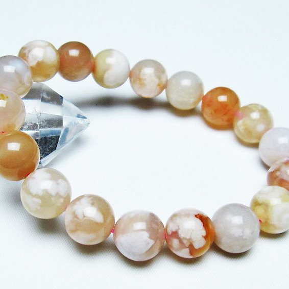 桜メノウ チェリーブロッサムアゲート ブレスレット 12mm [T213-1682]