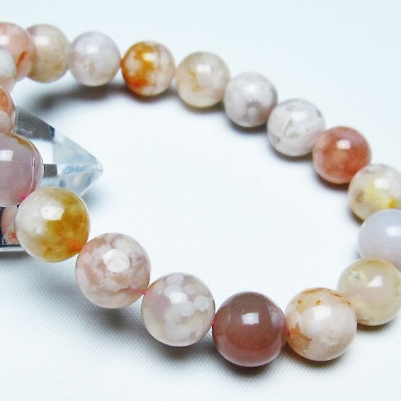 桜メノウ チェリーブロッサムアゲート ブレスレット 11mm [T213-1711]