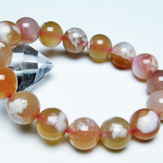 桜メノウ チェリーブロッサムアゲート ブレスレット 13mm [T213-1720]