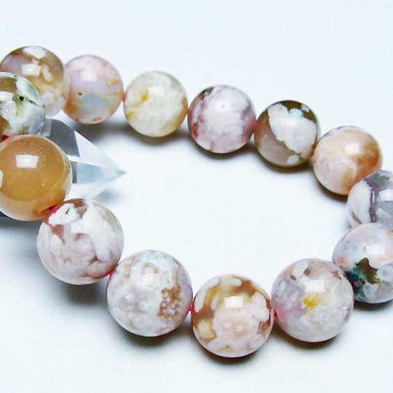 桜メノウ チェリーブロッサムアゲート ブレスレット 17mm [T213-1983]