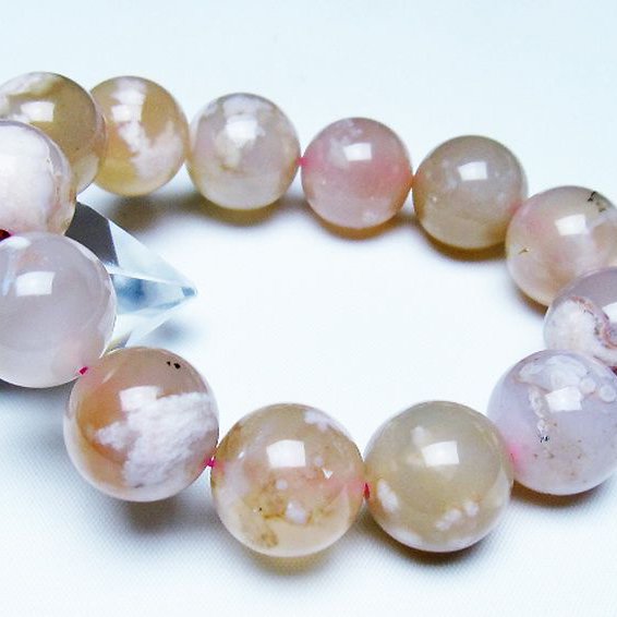 桜メノウ チェリーブロッサムアゲート ブレスレット 15mm [T213-2022]