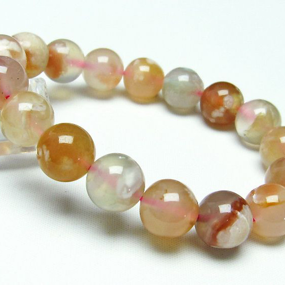 桜メノウ チェリーブロッサムアゲート ブレスレット13mm[T213-919]