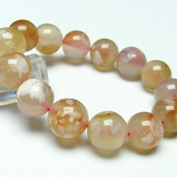 桜メノウ チェリーブロッサムアゲート ブレスレット15mm[T213-927]