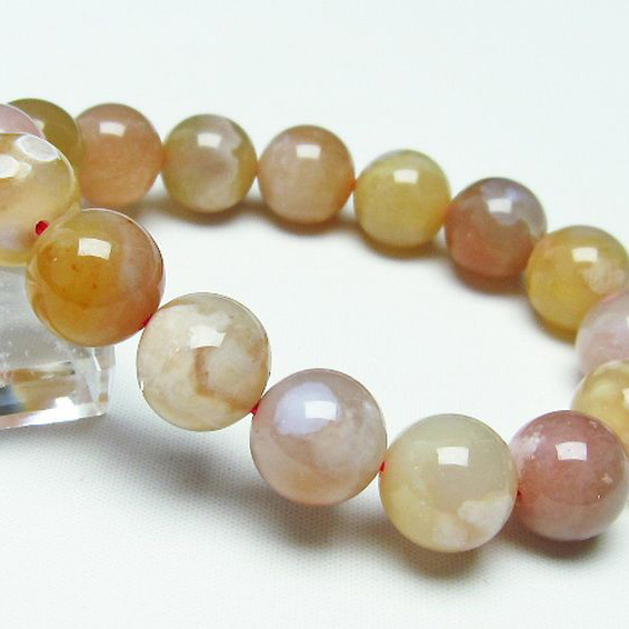 桜メノウ チェリーブロッサムアゲート ブレスレット14mm[T213-941]