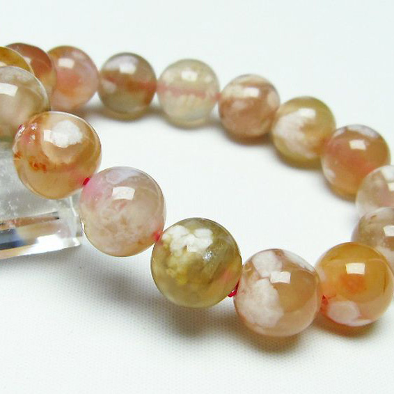 桜メノウ チェリーブロッサムアゲート ブレスレット13mm[T213-997]