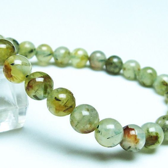 ルチル入りプレナイトブレスレット 7mm [T228-4251]