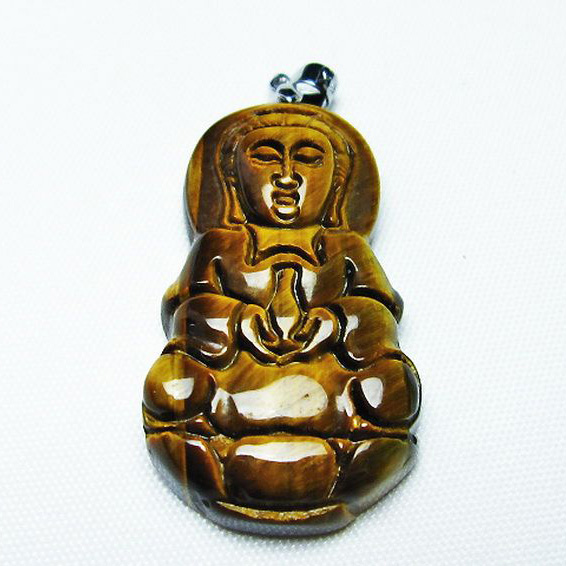 タイガーアイ※黄虎目石観音ペンダント[T252-1292]
