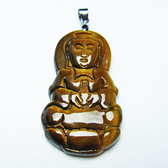 タイガーアイ※黄虎目石観音ペンダント[T252-1308]