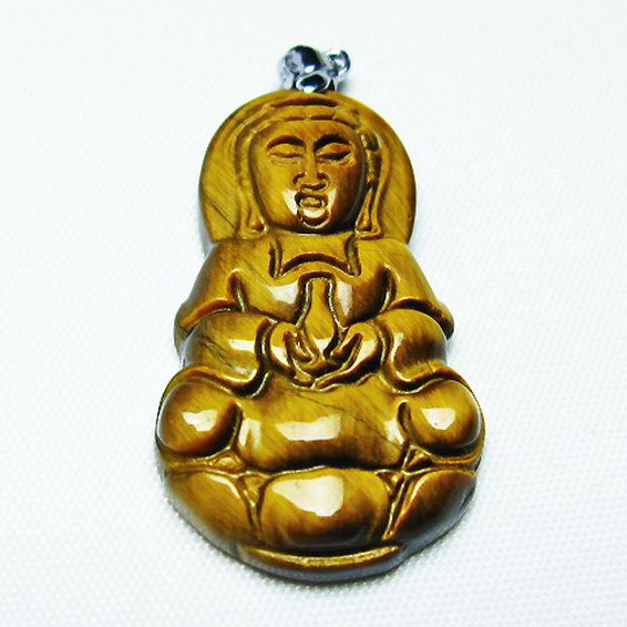 タイガーアイ※黄虎目石観音ペンダント[T252-1315]