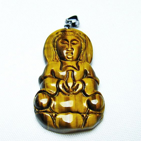 タイガーアイ※黄虎目石観音ペンダント[T252-1327]