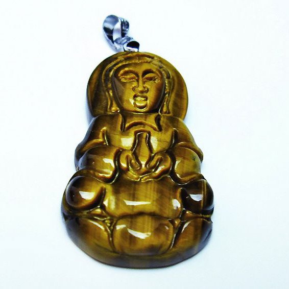 タイガーアイ※黄虎目石観音ペンダント[T252-1359]