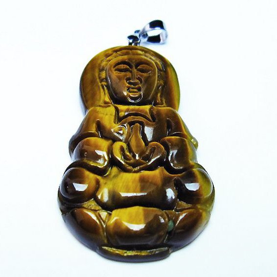 タイガーアイ※黄虎目石観音ペンダント[T252-1367]