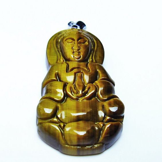 タイガーアイ※黄虎目石観音ペンダント[T252-1374]