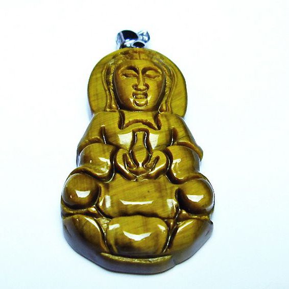 タイガーアイ※黄虎目石観音ペンダント[T252-1384]