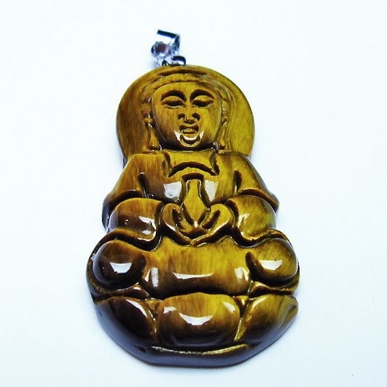 タイガーアイ※黄虎目石観音ペンダント[T252-1421]