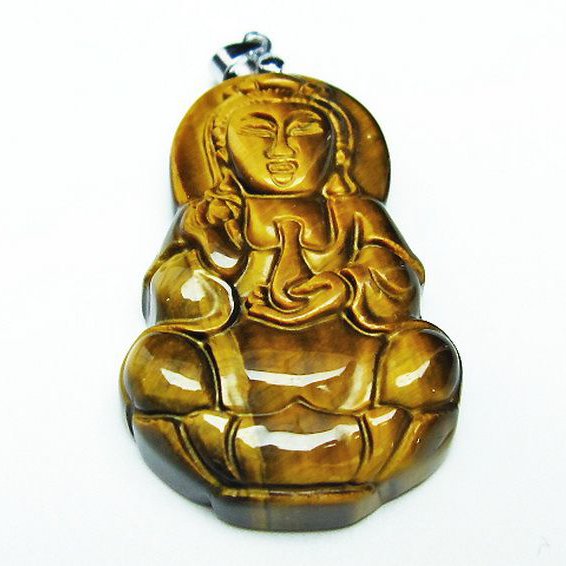 タイガーアイ※黄虎目石観音ペンダント[T252-1439]