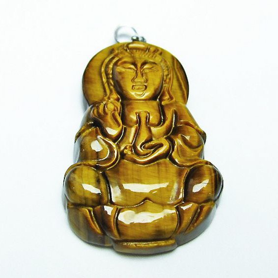 タイガーアイ※黄虎目石観音ペンダント[T252-1442]