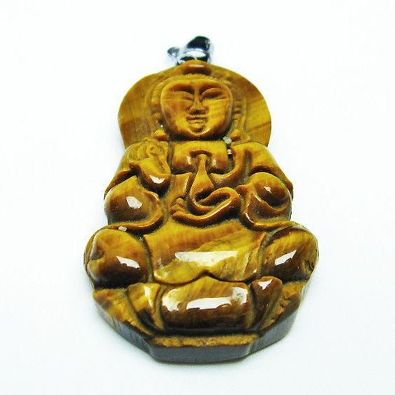 タイガーアイ※黄虎目石観音ペンダント[T252-1443]