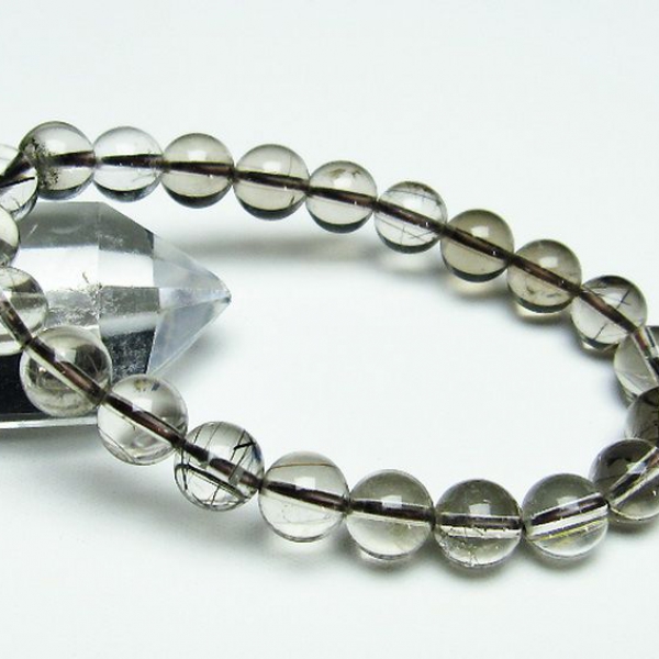 ブラックルチルクォーツブレスレット9mm[T257-4351]