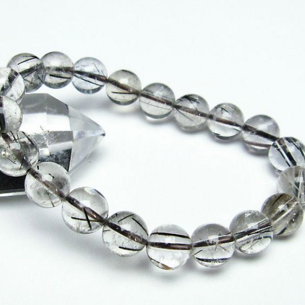 ブラックルチルクォーツブレスレット9mm[T257-4430]